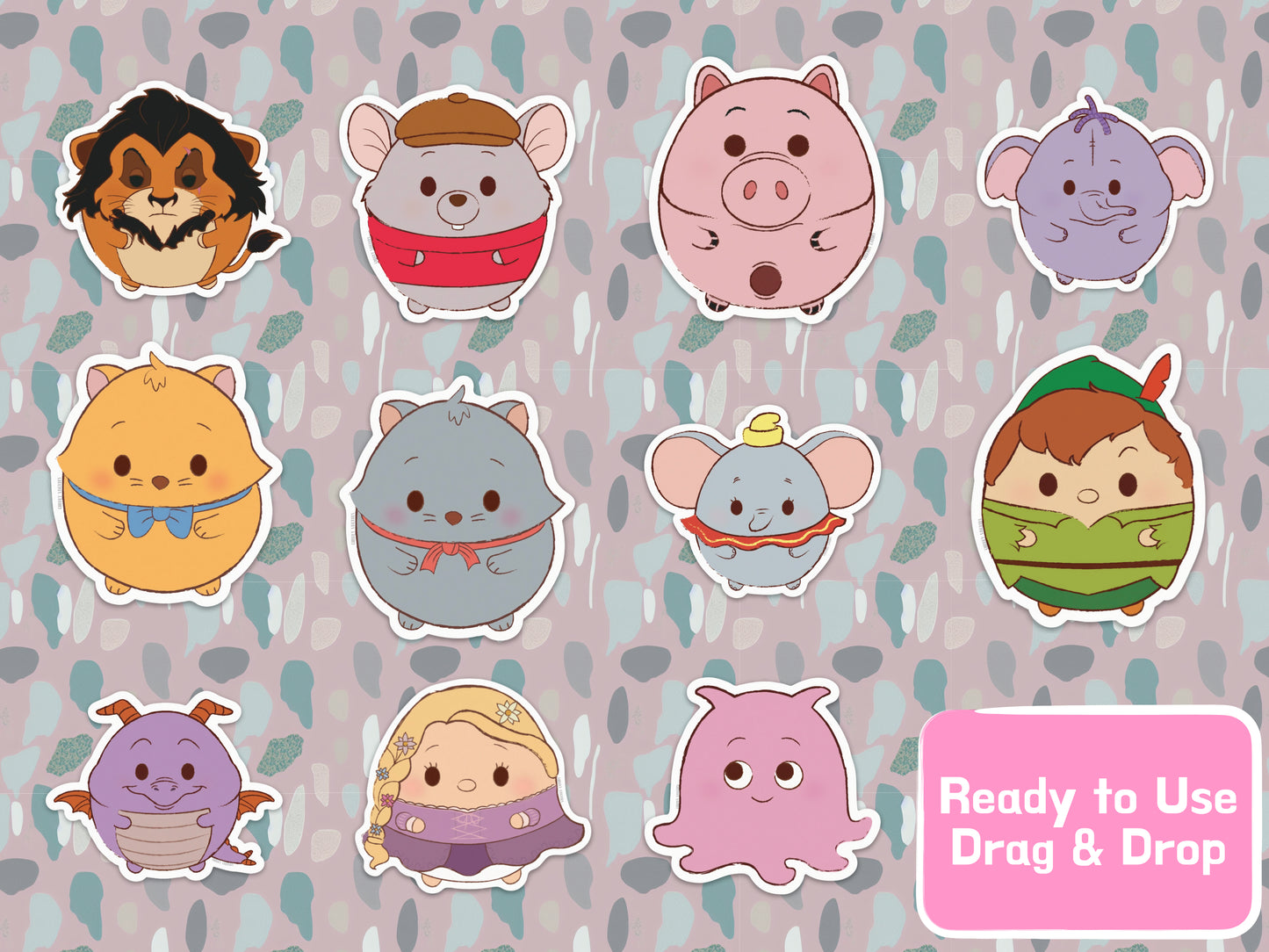 Adorable Disney Friends Clipart PNG JPG Digital Files Download