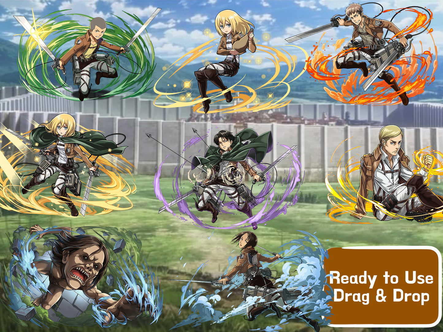 Attack on Titan Clipart PNG JPG Digital Files Download