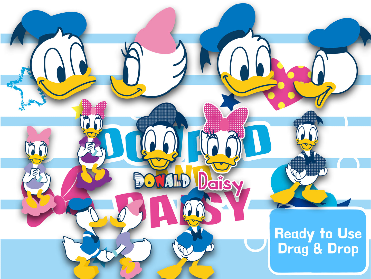 Donald Duck & Daisy Duck Clipart PNG JPG Digital Files Download