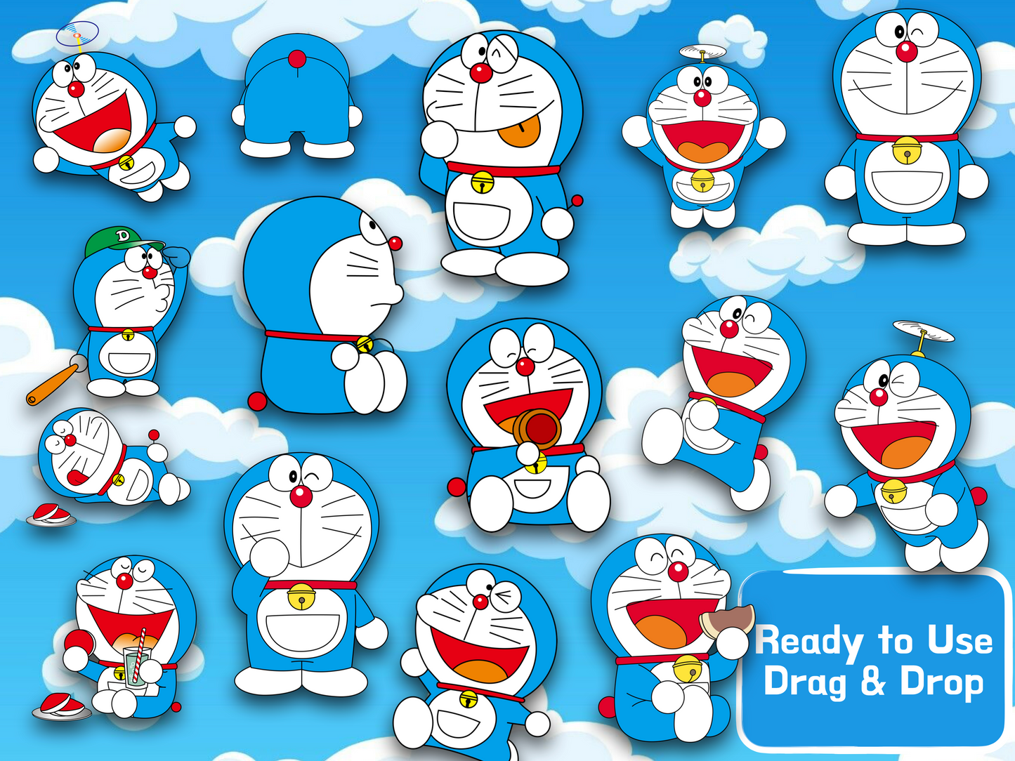 Doraemon and Friends Clipart PNG JPG Digital Files Download