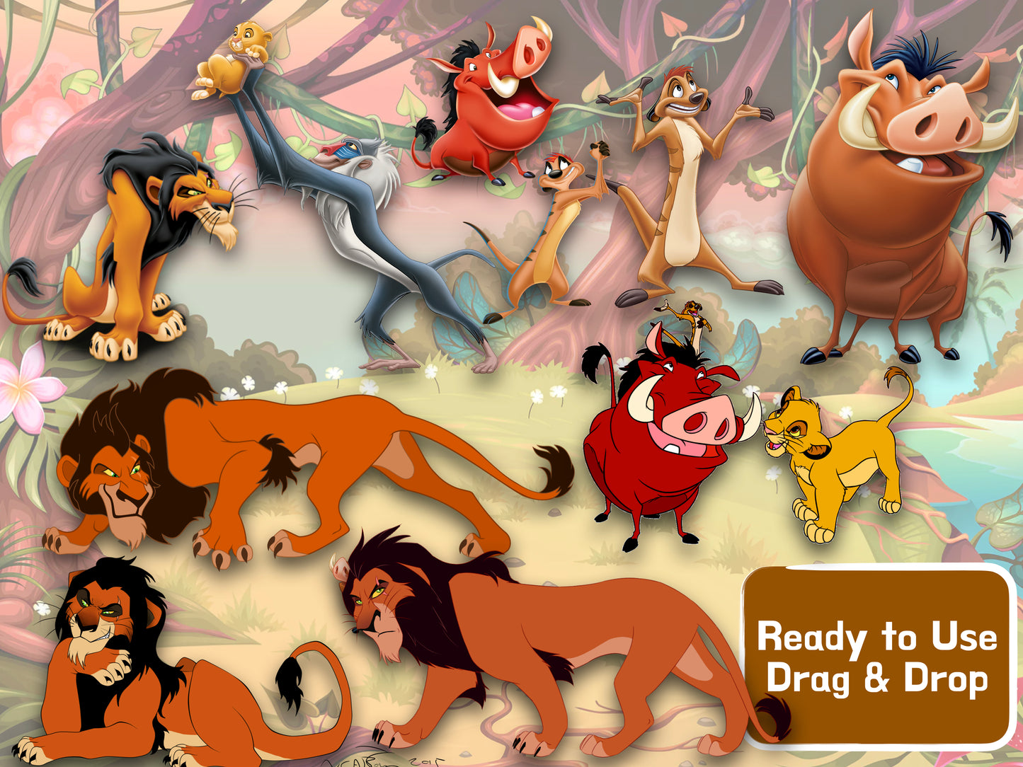 Lion King Clipart PNG JPG Digital Files Download