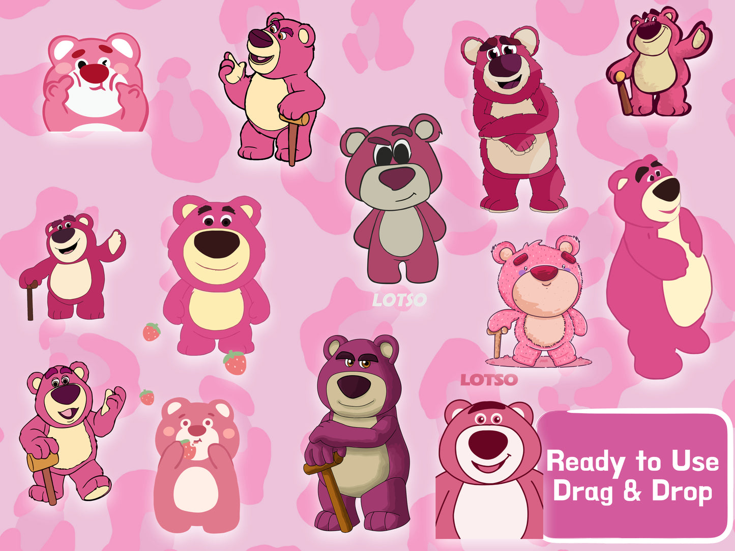 Lotso Toy Story Clipart PNG JPG Digital Files Download