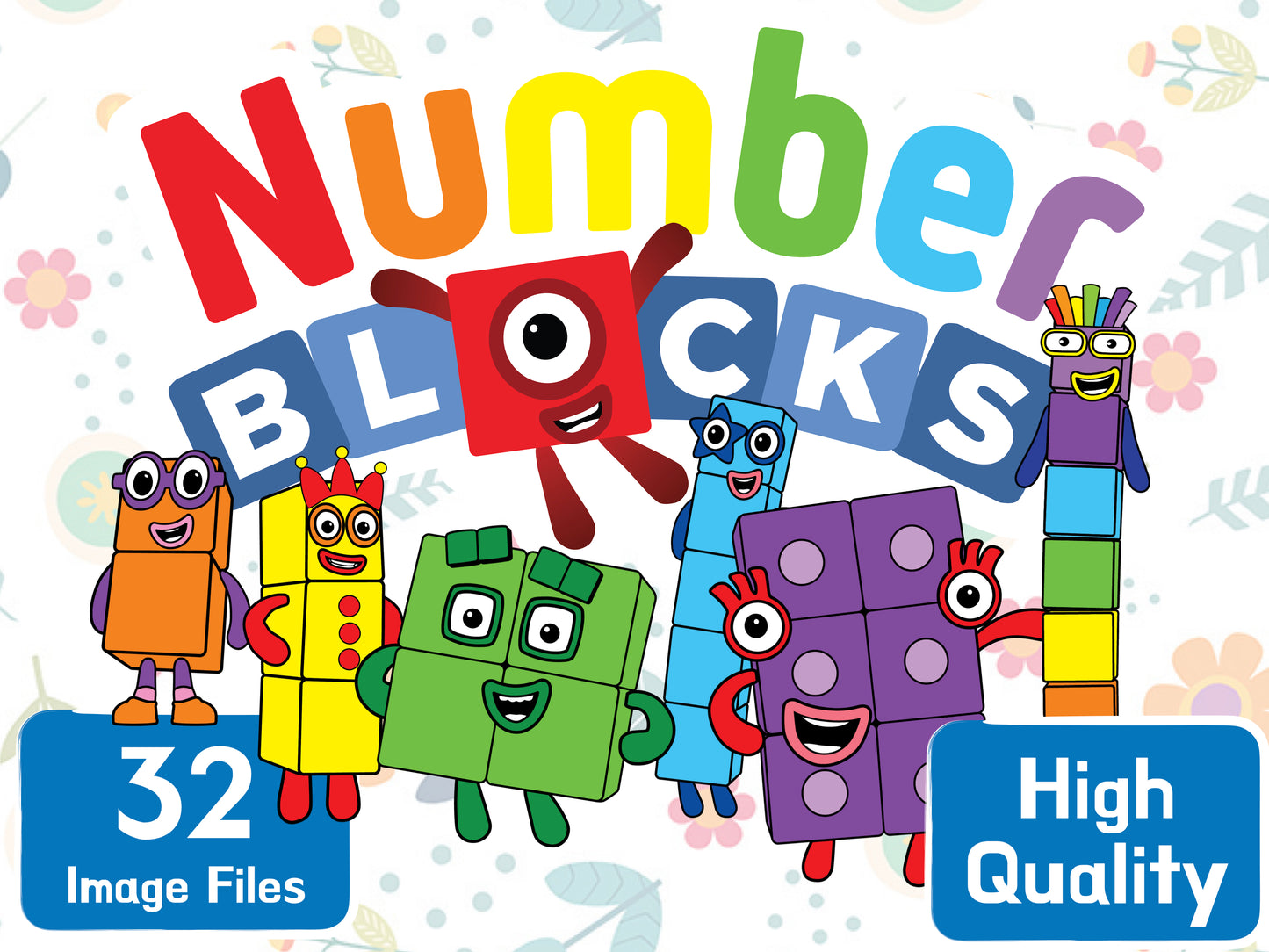 Number Blocks Clipart PNG JPG Digital Files Download