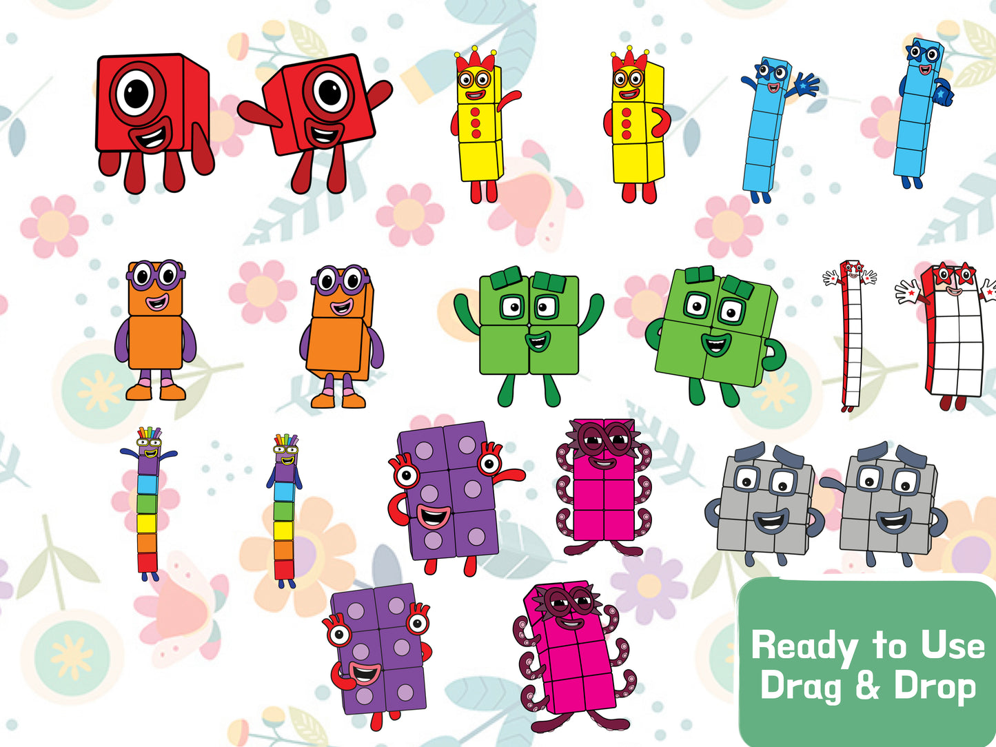 Number Blocks Clipart PNG JPG Digital Files Download