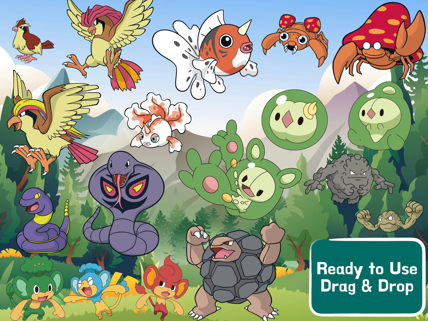 Pokemon Clipart PNG JPG Digital Files Download