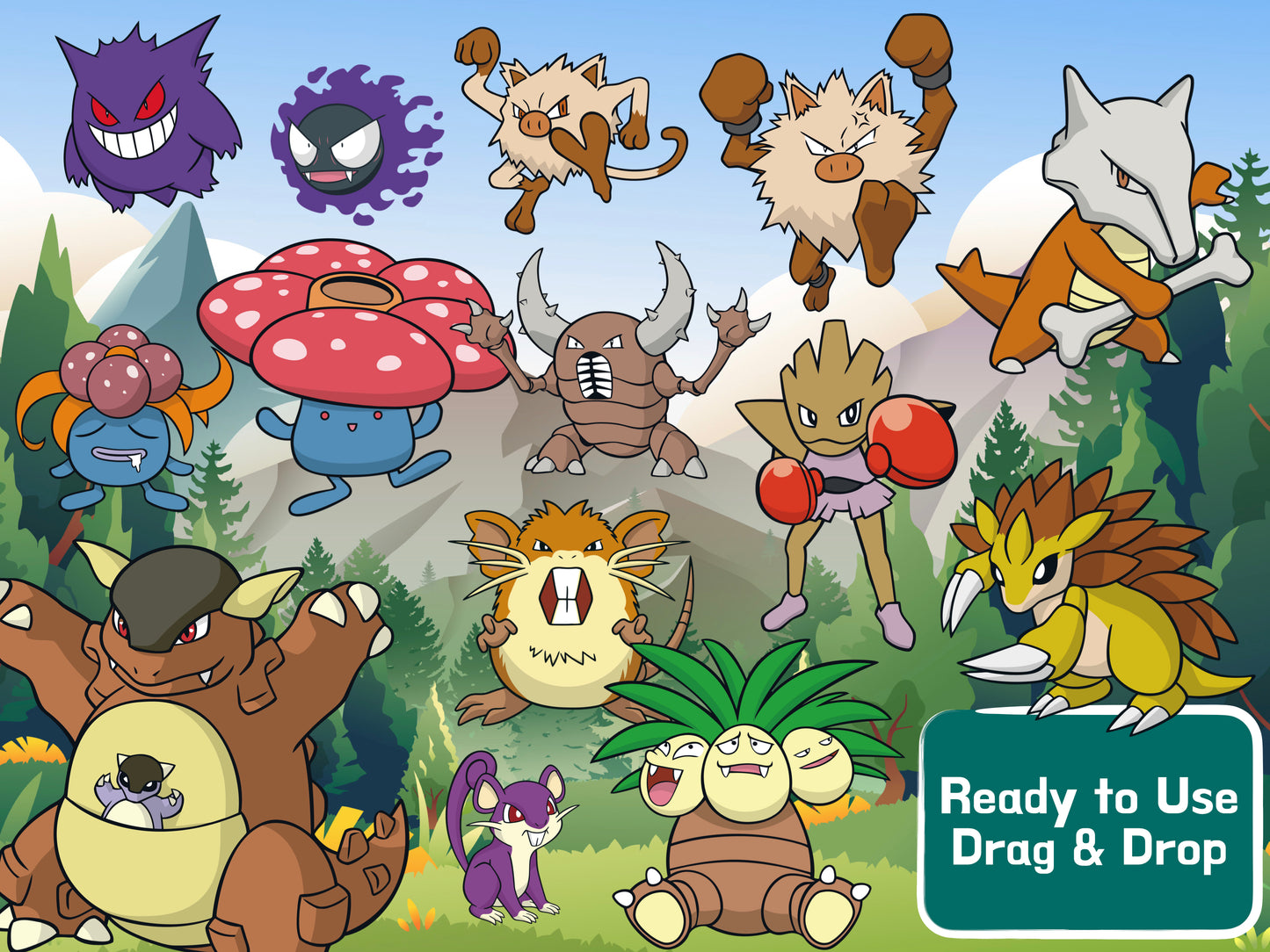 Pokemon Clipart PNG JPG Digital Files Download