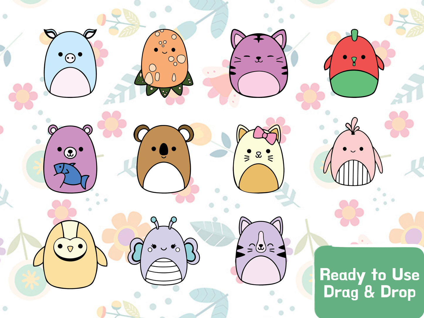 Squishmallows Clipart PNG JPG Digital Files Download