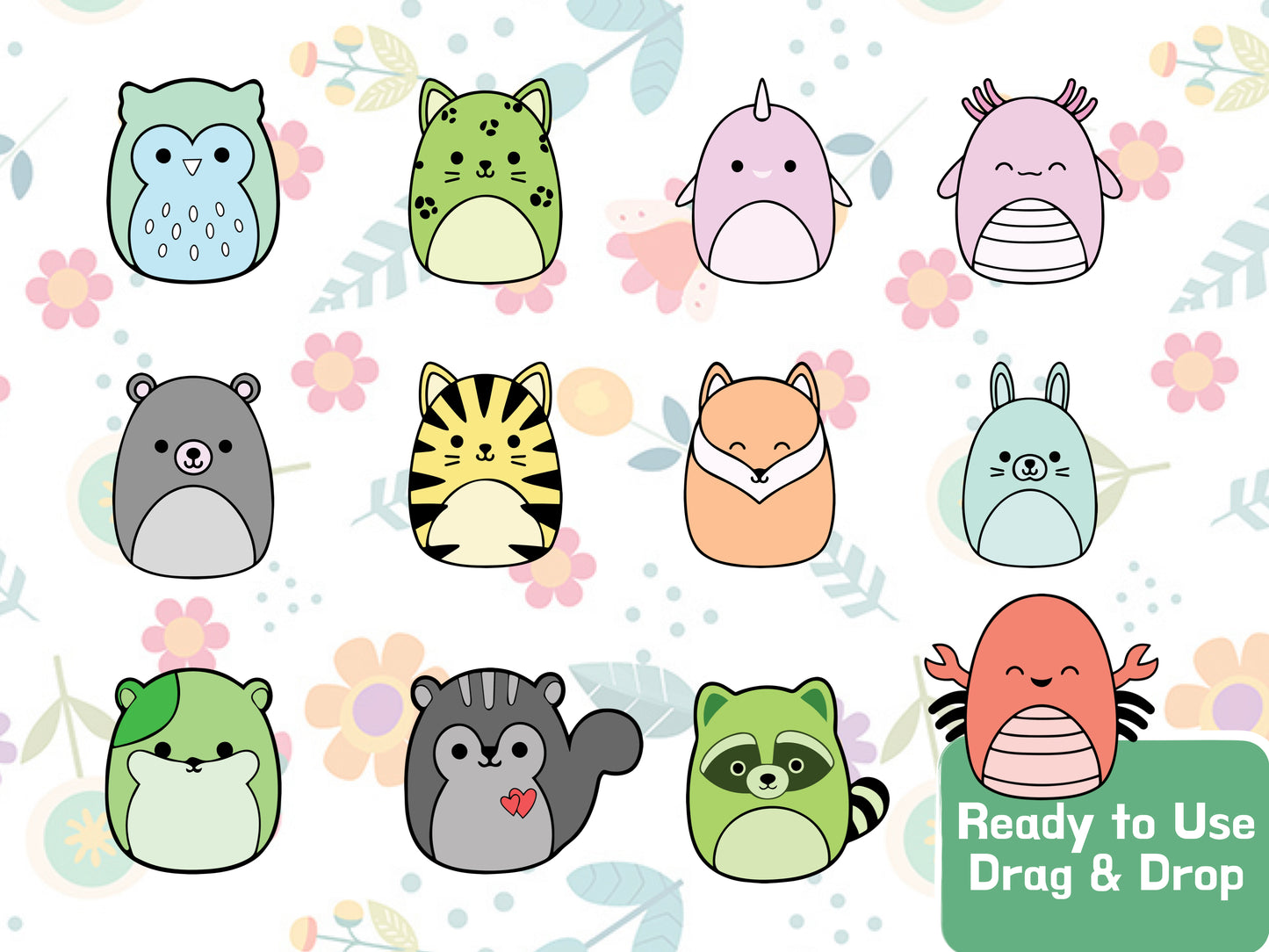 Squishmallows Clipart PNG JPG Digital Files Download
