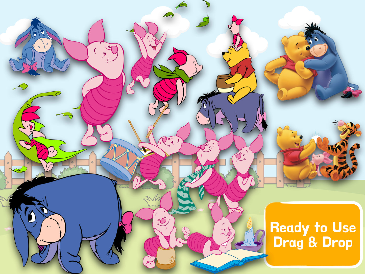 Winnie the Pooh Clipart PNG JPG Digital Files Download