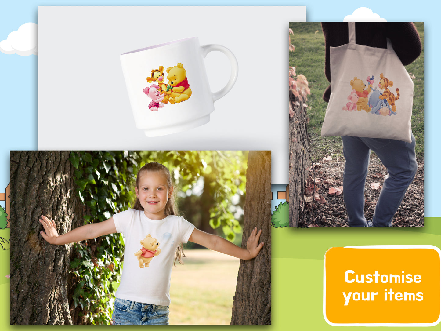 Winnie the Pooh Clipart PNG JPG Digital Files Download