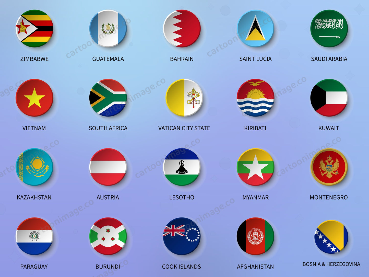 Country Flag Icons Clipart PNG JPG Digital Files Download