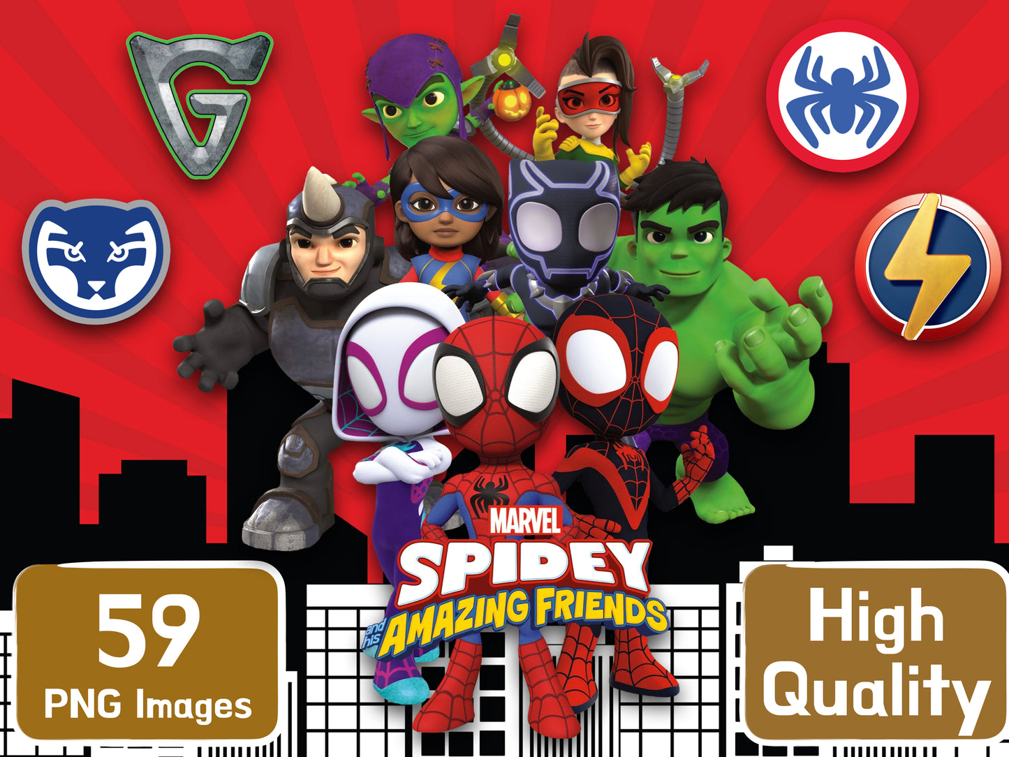 Spidey and his Amazing Friends Clipart PNG JPG Digital Files Download