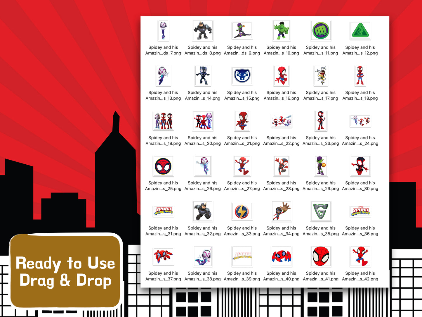 Spidey and his Amazing Friends Clipart PNG JPG Digital Files Download