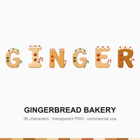 Gingerbread Bakery Alphabet Clipart PNG Digital Files Download