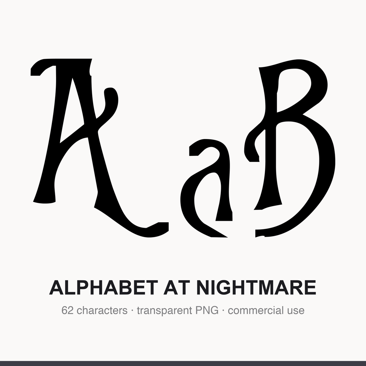 Main hero layout showing several Nightmare-themed alphabet letters and numerals on a transparent background