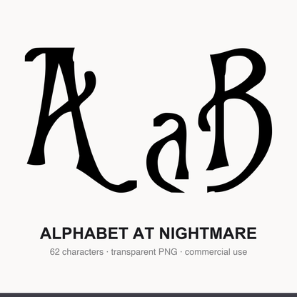 Main hero layout showing several Nightmare-themed alphabet letters and numerals on a transparent background
