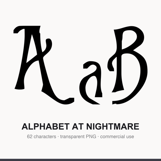Main hero layout showing several Nightmare-themed alphabet letters and numerals on a transparent background