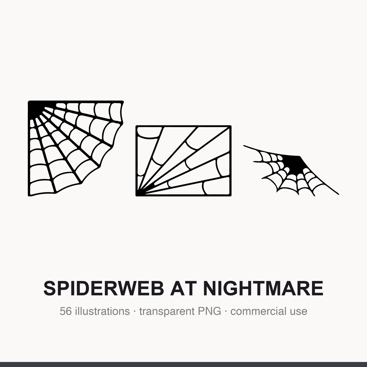 Collection title and a selection of spiderweb illustrations on a dark background