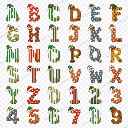 All 36 characters (26 letters and 10 numerals) arranged in a grid on a transparency checkerboard to show the real PNG backgrounds.