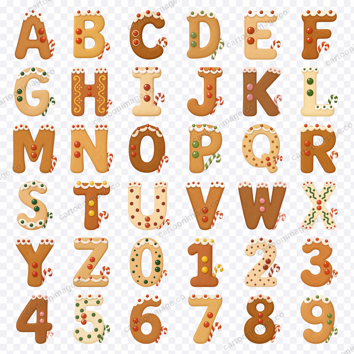 Gingerbread Bakery Alphabet Clipart PNG Digital Files Download