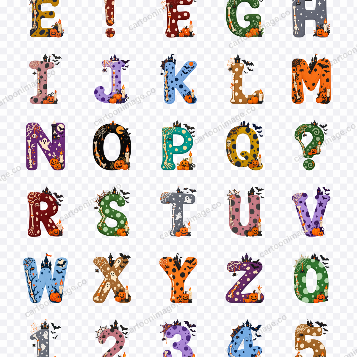 All 39 Mina characters arranged in a grid on a transparency checkerboard to show their real transparent backgrounds.