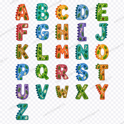 Grid of all 26 capital letters (A–Z) on a transparency checkerboard showing the real transparent PNG backgrounds.