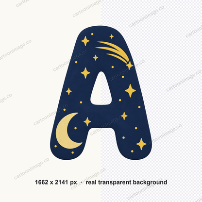 Starry Night Alphabet Clipart PNG Digital Files Download