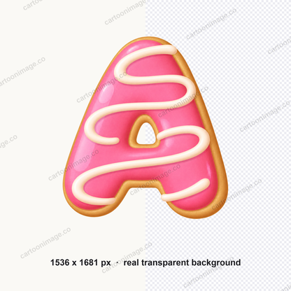 Close-up of a single doughnut letter with glossy icing, a right-side drip highlighted in #FF4D8A and concentrated sprinkles at the top-left