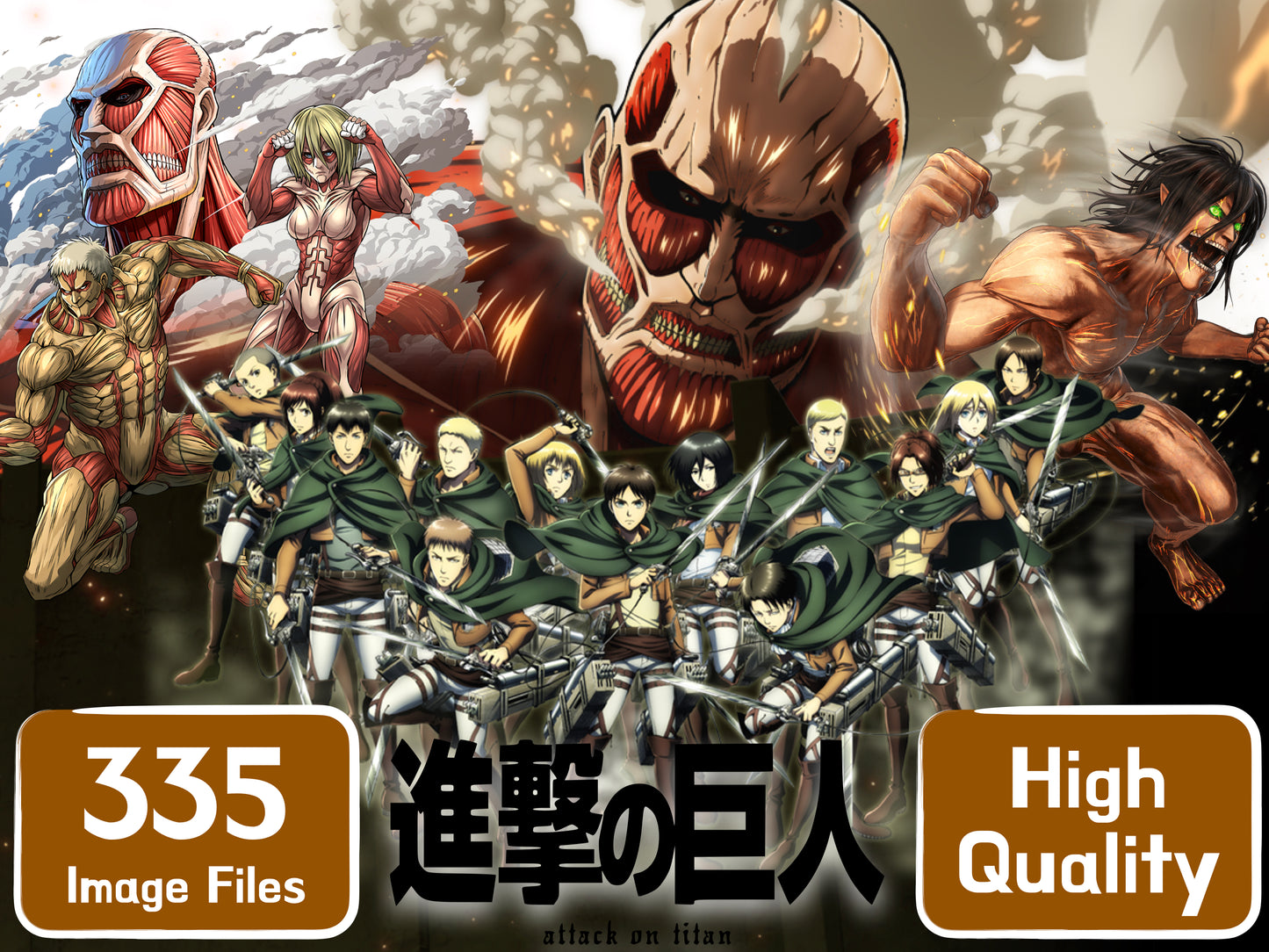 Attack on Titan Clipart PNG JPG SVG Digital Files Download