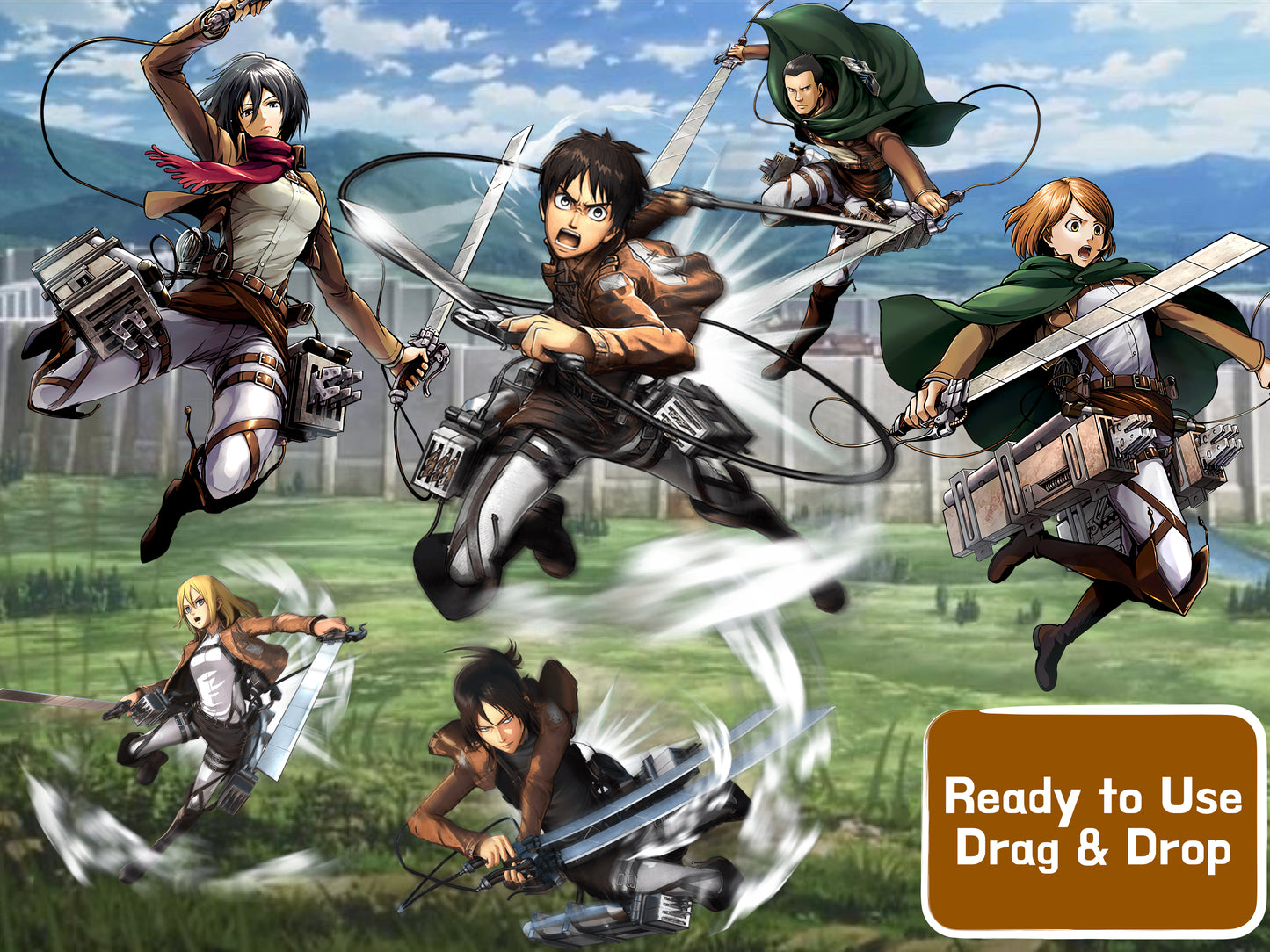 Attack on Titan Clipart PNG JPG SVG Digital Files Download