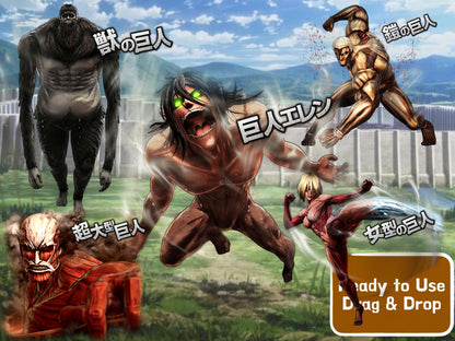 Attack on Titan Clipart PNG JPG SVG Digital Files Download