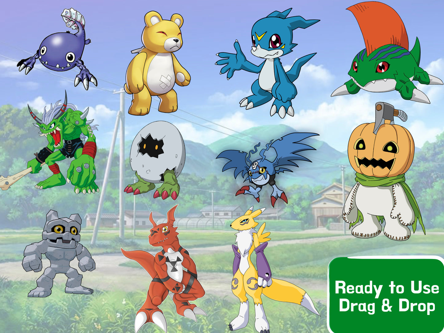 Digimon Clipart PNG JPG Digital Files Cartoon Image Download