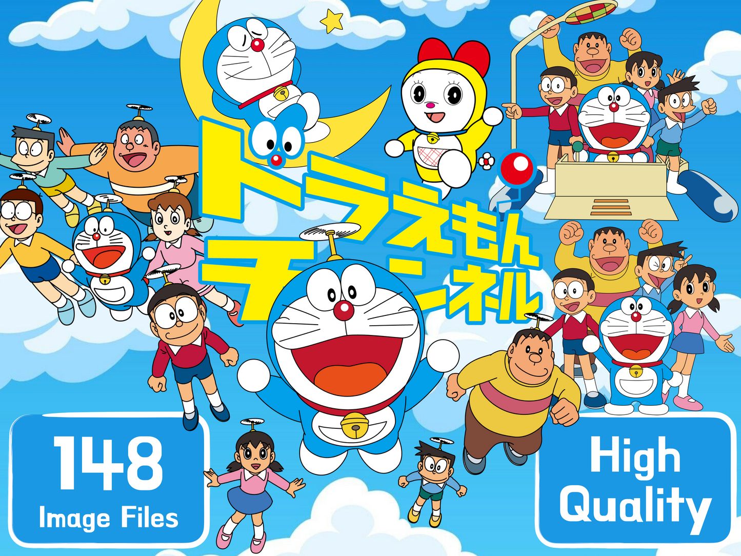 Doraemon and Friends Clipart PNG JPG SVG Digital Files Download