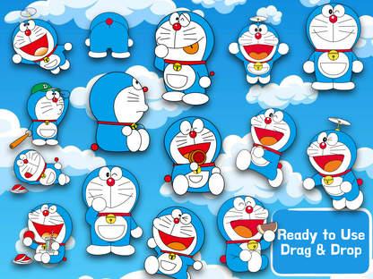 Doraemon and Friends Clipart PNG JPG SVG Digital Files Download