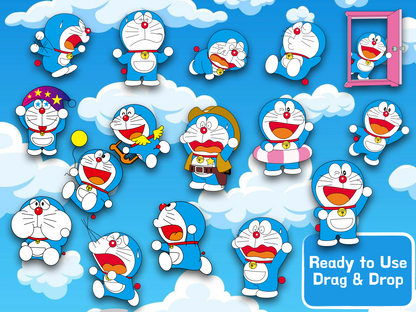 Doraemon and Friends Clipart PNG JPG SVG Digital Files Download