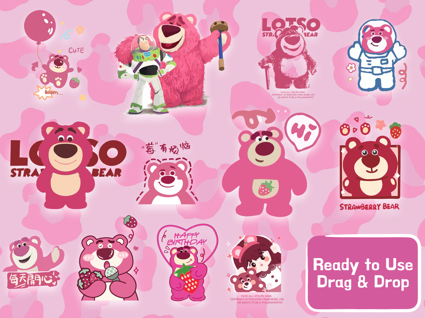 Lotso Toy Story Clipart PNG JPG SVG Digital Files Download