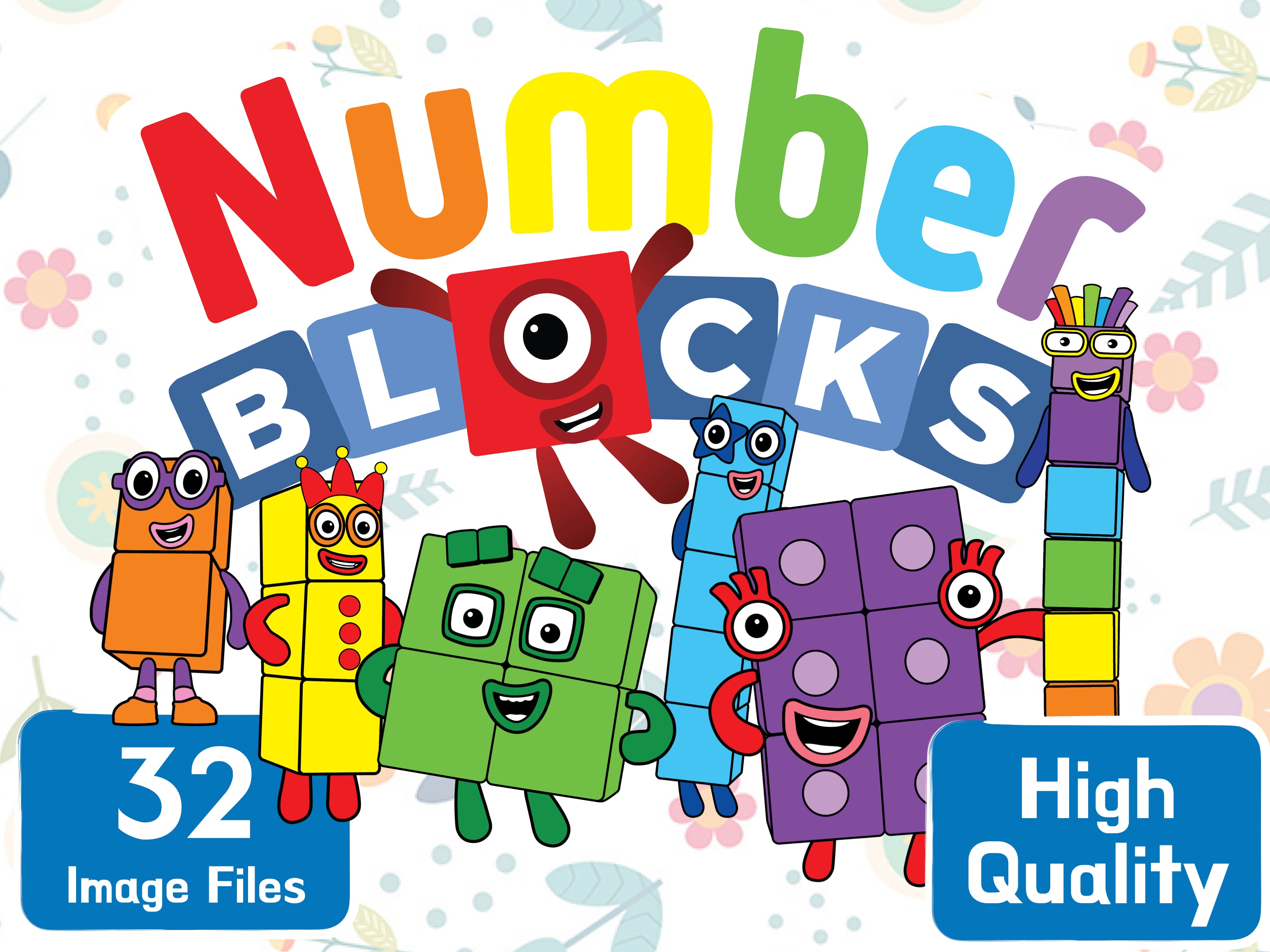 Number Blocks Clipart PNG JPG Digital Files Download – Cartoon Image