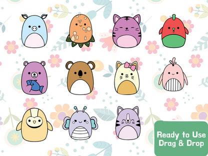 Squishmallows Clipart PNG JPG SVG Digital Files Download