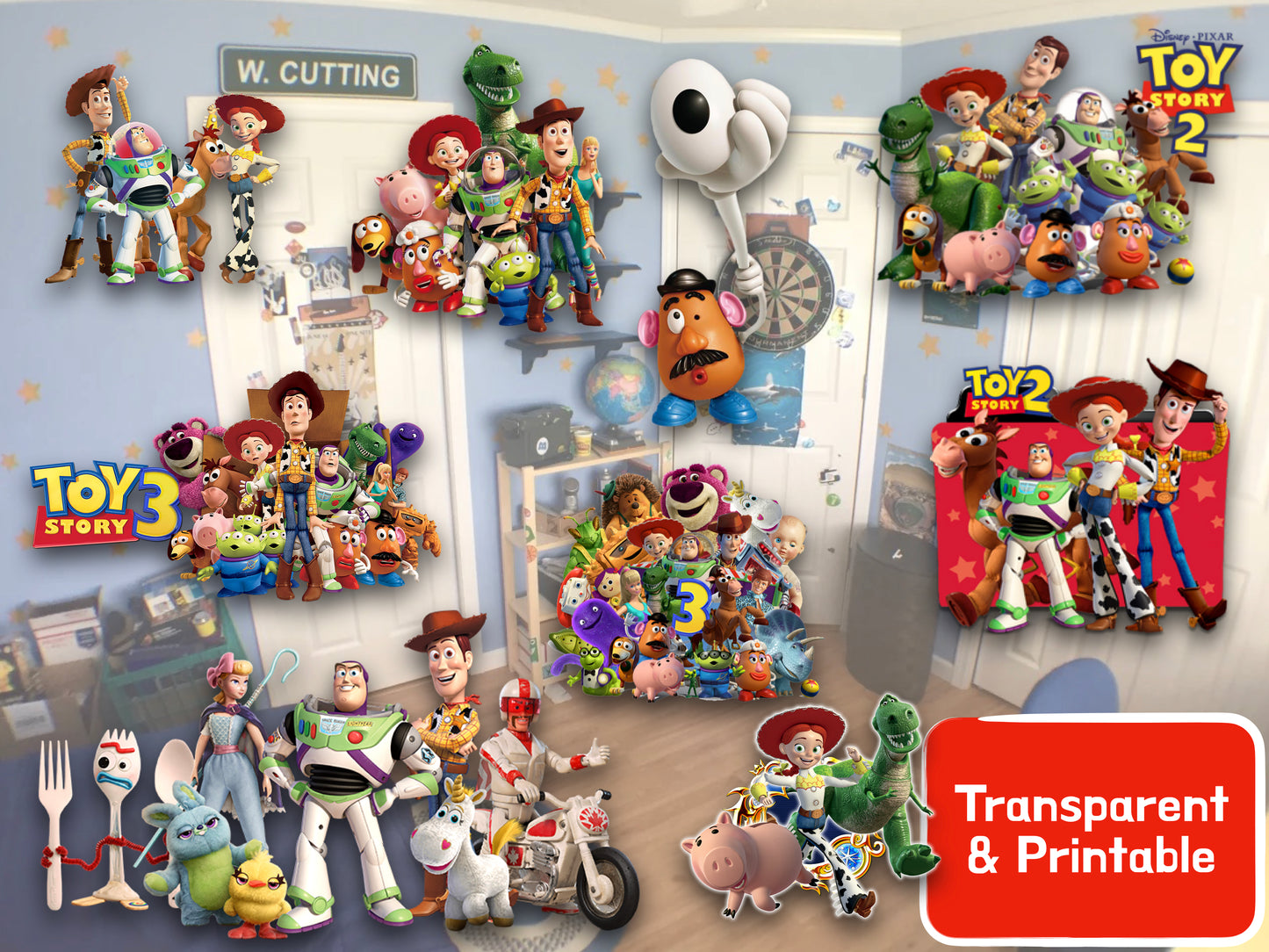 Toy Story Clipart PNG JPG SVG Digital Files Download