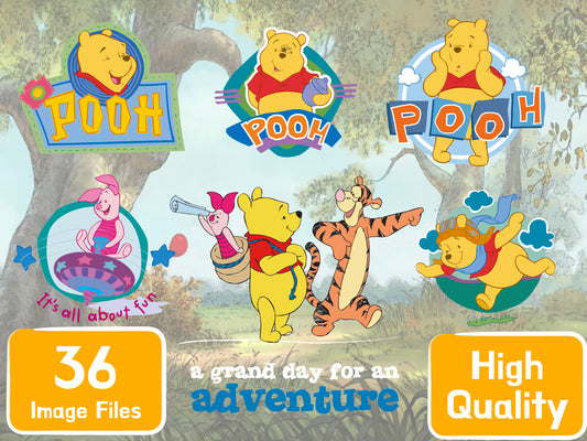 Winnie the Pooh Clipart PNG JPG Digital Files Download