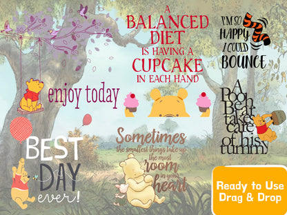 Winnie the Pooh Clipart PNG JPG Digital Files Download