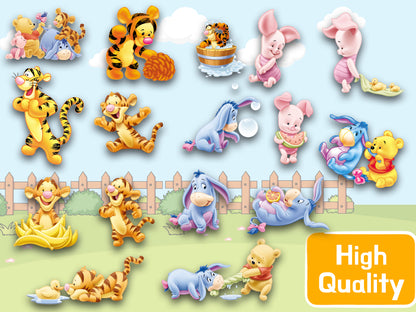 Winnie the Pooh Clipart PNG JPG SVG Digital Files Download