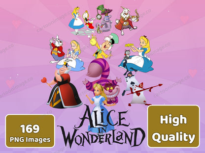 Alice in Wonderland Clipart PNG JPG Digital Files Download