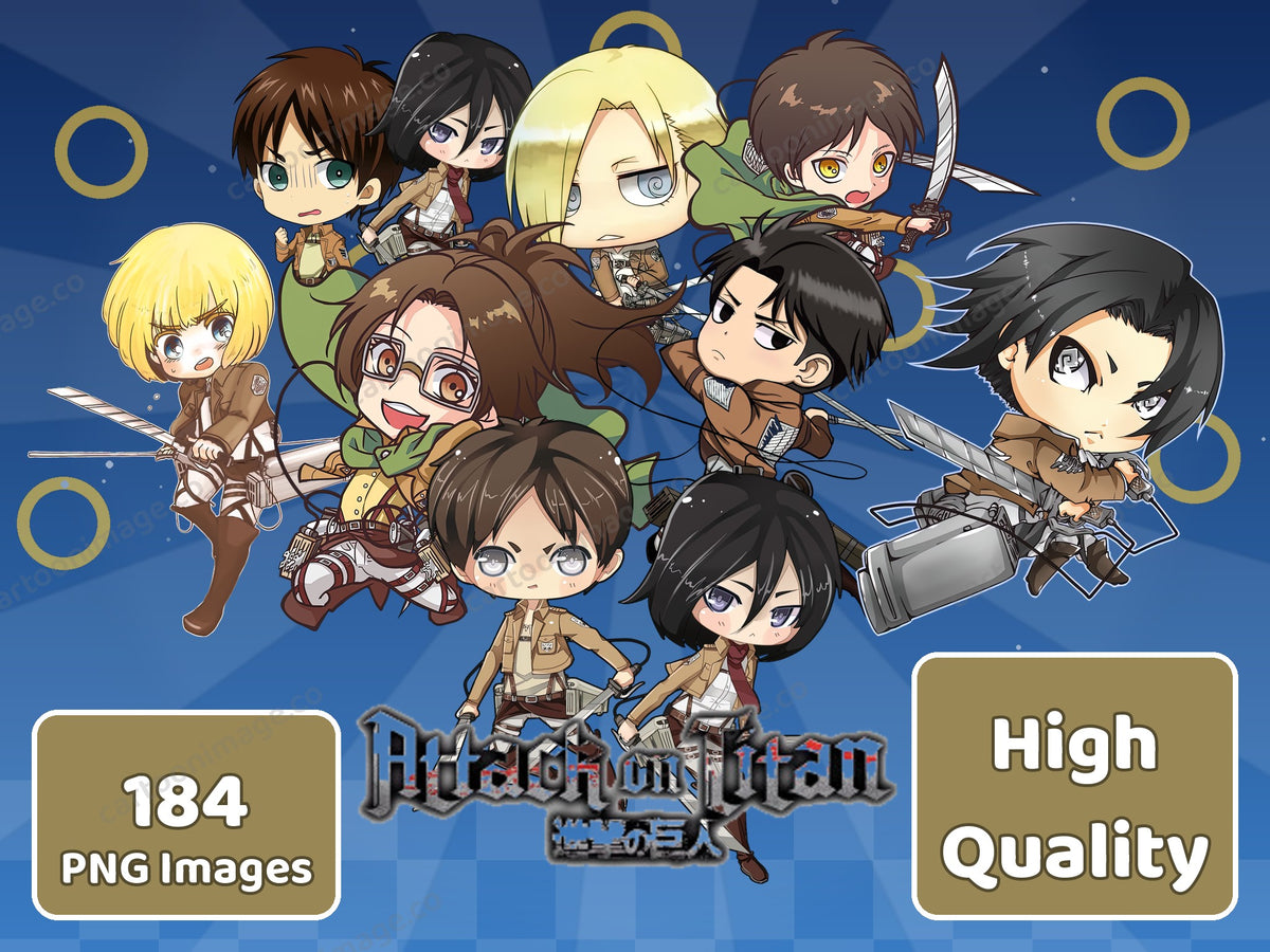Cute Attack on Titan Clipart PNG JPG Digital Files Download