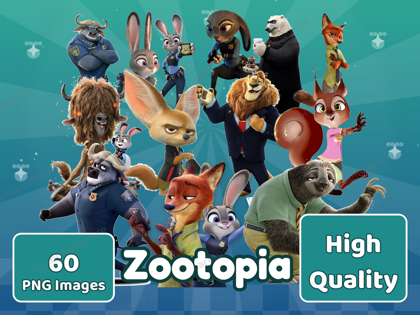 Zootopia Clipart PNG JPG Digital Files Download