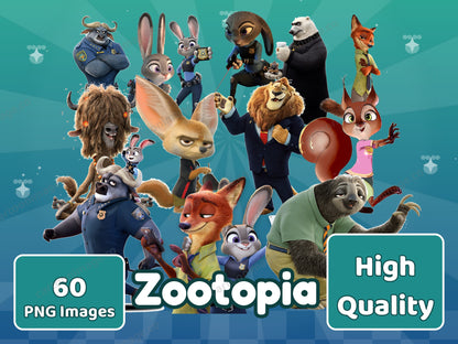 Zootopia Clipart PNG JPG Digital Files Download