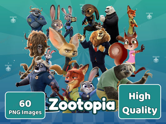 Zootopia Clipart PNG JPG Digital Files Download