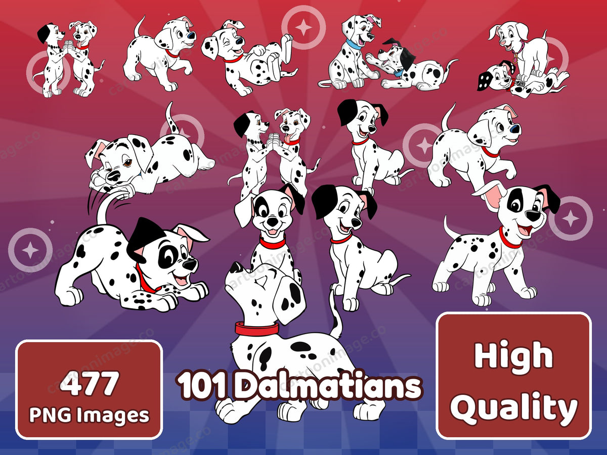 101 Dalmatians Clipart PNG JPG Digital Files Download