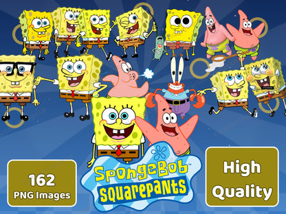 SpongeBob SquarePants Clipart PNG JPG Digital Files Download