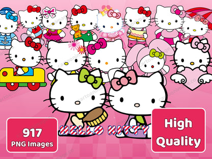 Hello Kitty Clipart PNG JPG Digital Files Download